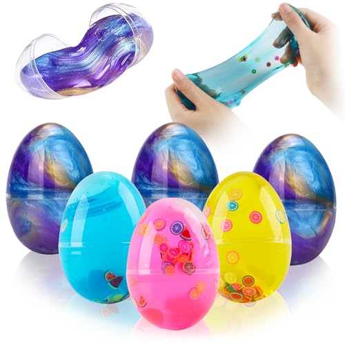 Schleim Kinder, RosyFate 6 PCs Schleim Eier Set, Ostern Slime Eggs, Slime Fluffy, Antistress Spielzeug für Erwachsene und Kinder, Ostern Geschenk, Basket Stuffers, 4 * 6cm von RosyFate