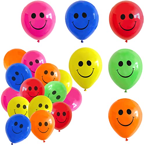 Smiley Luftballons, RosyFate 100 Latex Luftballons Geburtstag Smiley, Verschiedene Miene Laune Ballons, Party Balloons Set, für Geburtstagsfeier Hochzeit Party Veranstaltungen Dekoration (A) von RosyFate