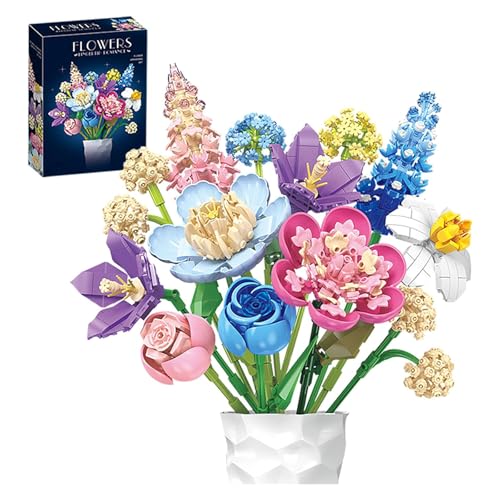 Botanische Blume Bausteine Set Kompatibel mit Lego Kreatives Blumenarrangement für Erwachsene, DIY Home & Office Decor Geschenkidee (13 Blumentypen, Vase Nicht Enthalten) von Rotroyce