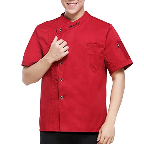 Rotyroya Chef Uniform Einreihige Strickjacke Koch Küche Uniform Soft Red M von Rotyroya