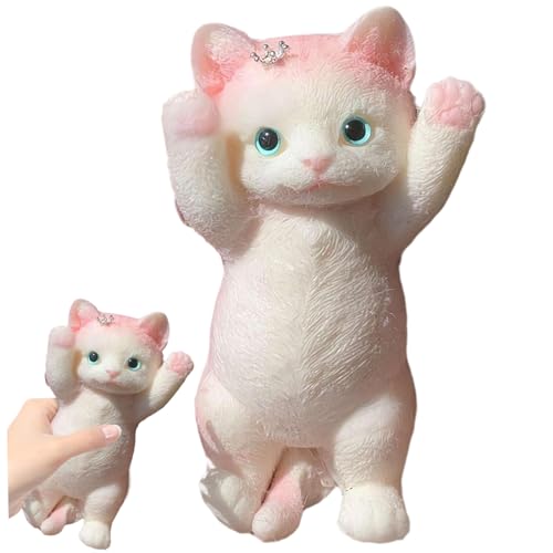 Cat Fidget Toy 8 x 4 Zoll niedliche Katzen -sensorische Spielzeuge realistischer 3D Stress Relief Toy Soft Kawaii Kitties Zappel Squeeze Kreative Geschenke für Kinder und Erwachsene, Style 1 von Rouloudun