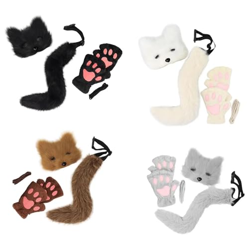 Fox Kostüm Halloween Pelzige Therian Maske und Schwanz & Pfoten Handschuhe Plüsch flauschige Katze Wolf Pelsery Kostüm mit Maske, Schwanz und Handschuhen für Cosplay -Party Halloween Masquerade (schw Fox Kostüm Halloween Pelzige Therian Maske und Schwanz & Pfoten Handschuhe Plüsch flauschige Katze Wolf Pelsery Kostüm mit Maske, Schwanz und Handschuhen für Cosplay -Party Halloween Masquerade (schw von Rouloudun