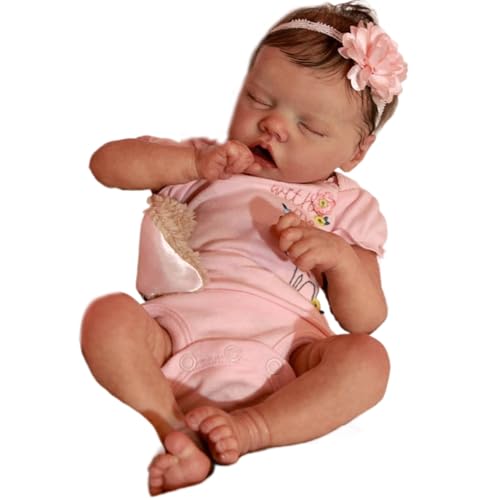 Real Life Babypuppe 18 -Zoll -Silikon -Babypuppen -Babypuppen Realistisch wiedergeboren schlafend, waschbares Neugeborenes Mädchen mit Kleidung und Kopfschmuck - perfekt für Kinderspielzeug realistis von Rouloudun