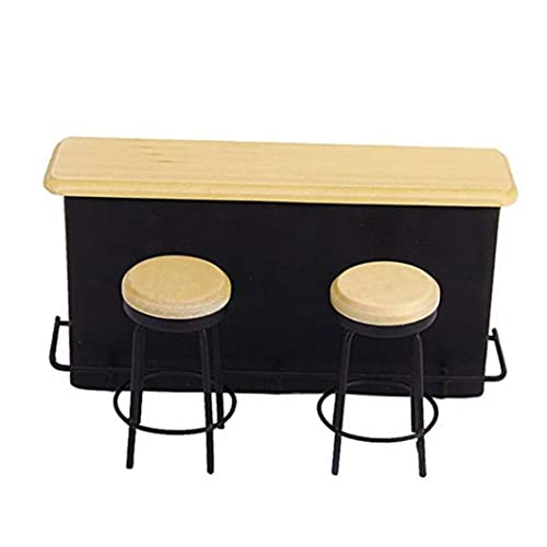 Rouloudun 1/12 Puppenhaus Miniatur -Barmöbel mit Tabelle 2 Stühle Puppenmöbel Black 1 Set /12 Dollhouse Miniature von Rouloudun