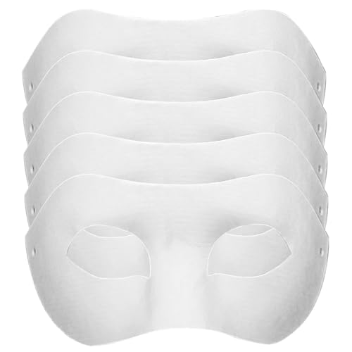 Rouloudun Blank Maske 5pcs 8 x 4 Zoll Pulp Paper Mache Maske Weiße Papiermasken für Handwerk DIY Maskerade Kostüm für lustige Partykunstprojekte Auftritte von Rouloudun