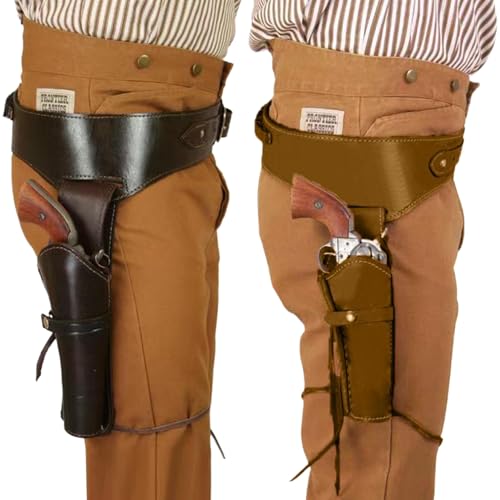 Rouloudun Cowboy -Waffengürtel PU Western Gürtel mit Doppelpistolenrevolverhalter, Eingröße westliche Gürtel für Männer, Steampunk -Kostüm für Halloween -Cosplay -Party (Dunkelbraun) von Rouloudun