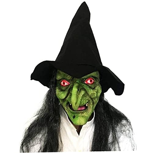 Rouloudun Halloween Hexenmasken für Erwachsene, alte Hexenmaske mit langen Haar von Rouloudun