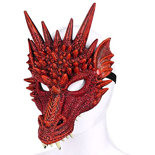 Rouloudun Kids Halloween Dragon Set Gesichtsabdeckungen Tail Cosplay Kostüm Foto Requisiten Red 3pcs von Rouloudun