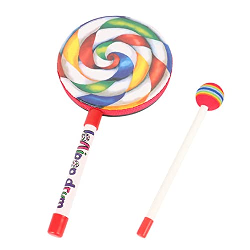 Rouloudun Lollipop -Drum mit Mallet Regenbogenhandspielzeugspielzeugset Percussion Instrument für Kinder 15 cm von Rouloudun