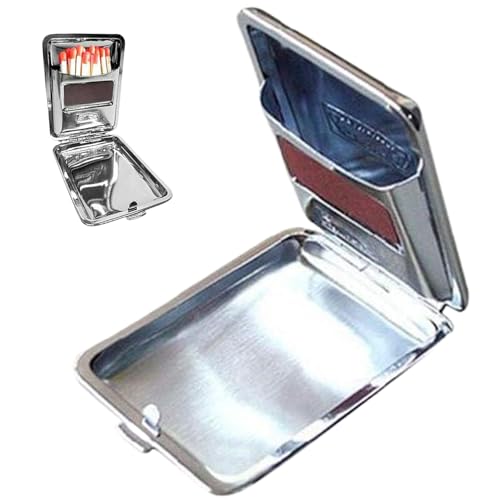 Rouloudun Match Box Mini Edelstahl -Stahl -Match -Box mit Reibungsplatten wasserdicht Silber Halter Mini Tragbarer Vorrat für die Aufbewahrung von Rouloudun