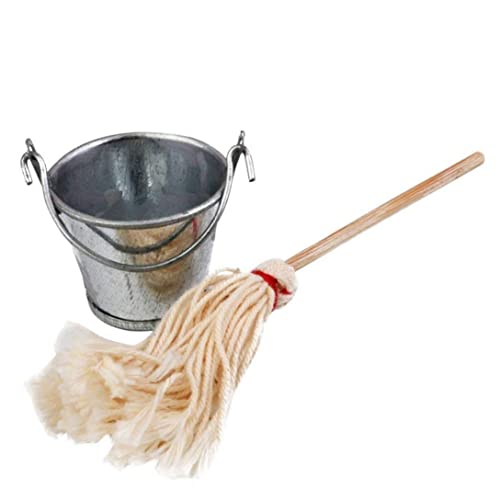 Rouloudun Miniatur Dollhouse Mop Eimer 1/12 Skala Dollhouse Mini Mop Eimer Set Kitchen Accessoire Miniatur Mini nie von Rouloudun