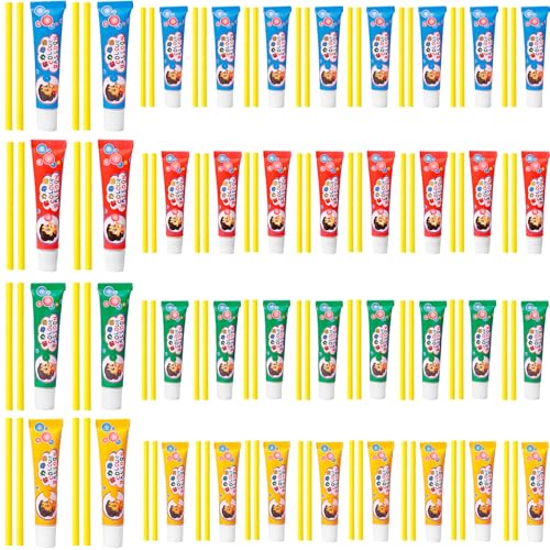 Plastikblasen mit Stroh 40 Sets Easy & Fun Blow Plastikblasen für Kinder tragbare Blasenspielzeug für Schule, Party, Innenräume, Außengeschenke, Geschenke für Kinder, zufällige Farbe von Rouloudun