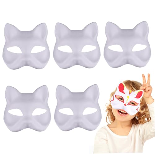 Rouloudun Therian Maske, 5pcs leere Katzenmasken zum Malen, DIY -Halbgesicht Therian Cat Maske, tragbares Gang mit Elastizitätsband für Maskerade Cosplay Party 7.1x6.7 Rouloudun Therian Maske, 5pcs leere Katzenmasken zum Malen, DIY -Halbgesicht Therian Cat Maske, tragbares Gang mit Elastizitätsband für Maskerade Cosplay Party 7.1x6.7 von Rouloudun