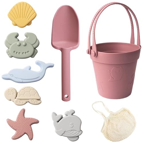 Sandspielzeug für Kinder, 8pcs Safe Silikonstrandspielzeug mit Schaufel, Eimer und Sandformen, wasserdicht Sandspielzeug für Kinder, 8pcs Safe Silikonstrandspielzeug mit Schaufel, Eimer und Sandformen, wasserdicht von Rouloudun