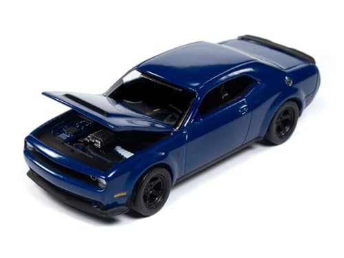 2018 Challenger SRT Demon Indigo Blue Limited Edition auf 2496 Teile Weltweit Premium Serie 1/64 Druckguss Modellauto von Auto World AWSP161 von AW AUTO WORLD