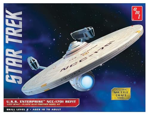 Round2 AMT1080/06 1/537 Star Trek USS Enterprise Refit Plastikmodellbausatz, Modelleisenbahnzubehör, Hobby, Modellbau, Mehrfarbig von AMT