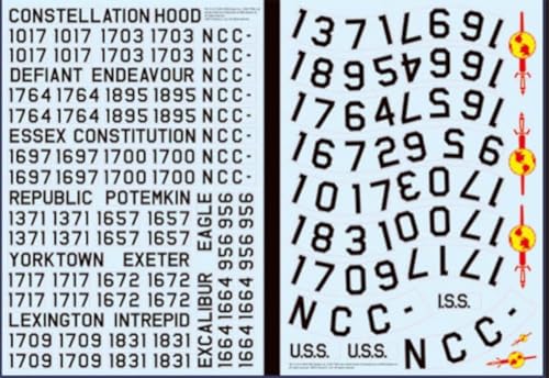 Round2 MKA010/12 1/350 Star Trek USS Enterprise Registry Decals Plastikmodellbausatz, Modelleisenbahnzubehör, Hobby, Modellbau, Mehrfarbig von Polar Lights