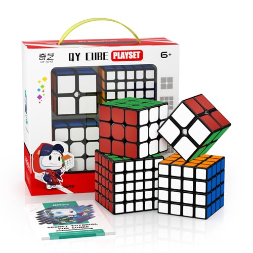 ROXENDA Zauberwürfel Set, Speed Cube Set mit 2x2 3x3 4x4 5x5 Zauberwürfel mit Geschenkbox, Geheimes Tutorial für Speed Cube (Sticker Cube) von ROXENDA