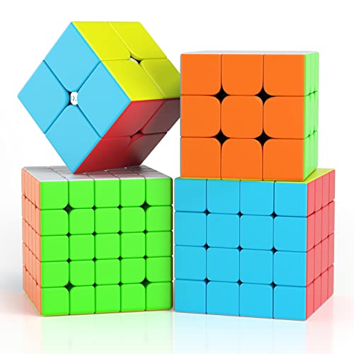 ROXENDA Zauberwürfel Set, Speed Cube Set von 2x2 3x3 4x4 5x5 Speedcube mit Geschenkbox für Kinder, Geeignet für Anfänger und Profis, Stickerless von ROXENDA