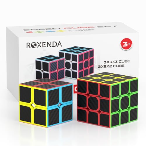 Roxenda Cube Set, Speed Cube Set mit 2x2 3x3 Cube, Kohlefaser Aufkleber Cube von ROXENDA