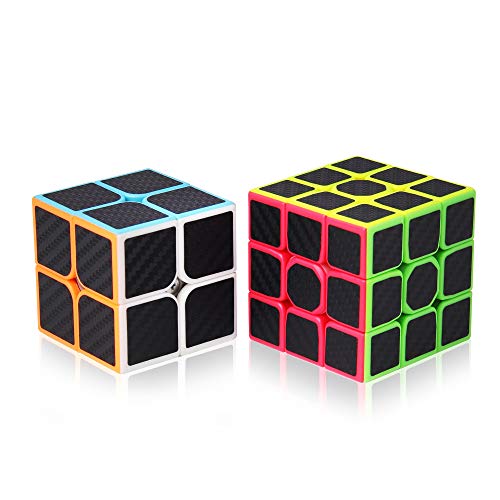 ROXENDA Zauberwürfel, Speed Würfel Set mit 2X2 3X3 Cube Originale, Speedcube mit Anleitun (Kohlefaser) von ROXENDA