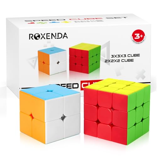 ROXENDA Zauberwürfel, Speed Würfel Set mit 2X2 3X3 Cube Originale, Speedcube mit Anleitun (Stickerless) von ROXENDA