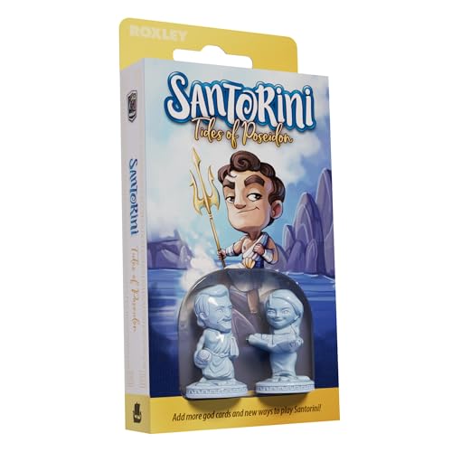 Santorini: Tides of Poseidon - ein Erweiterungspaket mit neuen Göttern inspiriert von der Odyssee, ab 8 Jahren, spielt in 20 Minuten von Roxley