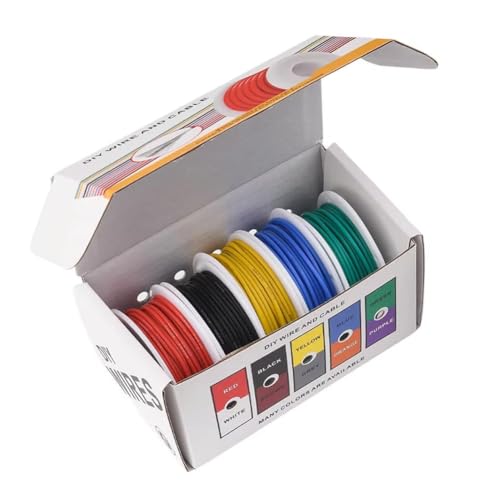 Roxvue 22 AWG Elektrokabel, Flexible Silikondrähte, 22 Gauge, Verzinnter Kupferlitzendraht, 5 Farben, Je 16,4 Fuß/5 M Roxvue 22 AWG Elektrokabel, Flexible Silikondrähte, 22 Gauge, Verzinnter Kupferlitzendraht, 5 Farben, Je 16,4 Fuß/5 M von Roxvue