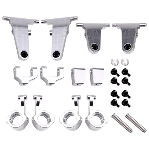 Roxvue Für MX5 NXS RC-Car, Metall-Lenkbecher, Oberer und Unterer Schwingensatz, Stoßdämpferhalterung, Karosseriepfosten, Upgrade-Teile, Silber von Roxvue