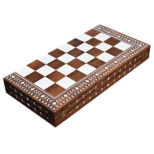 21" Goldenes Palisanderholz & Acryl Elfenbein eingelegtes hölzernes Klappschachbrett - 55mm Quadrat von Royal Chess Mall