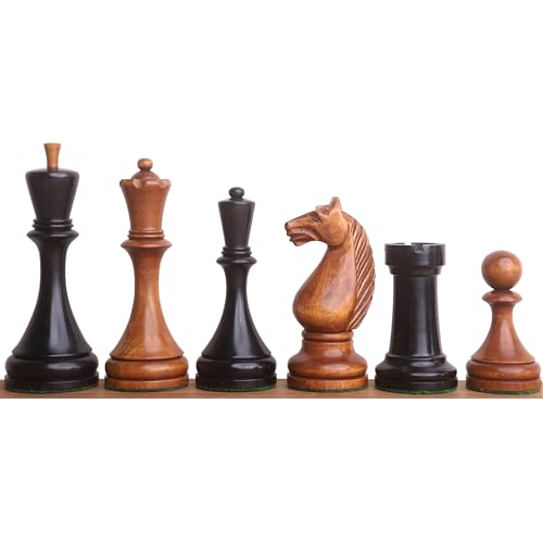 Nur sowjetische Schachfiguren von Botvinnik Flohr-II aus dem Jahr 1935 – notgealterter Buchsbaum und ebonisierter Buchsbaum – 11,2 cm König von Royal Chess Mall