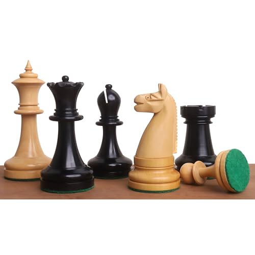 Reproduktion eines Schachspiels der American Chess Company aus den 1900er Jahren – nur Schachfiguren – Ebenholz und Buchsbaumholz – König 3,9 Zoll von Royal Chess Mall