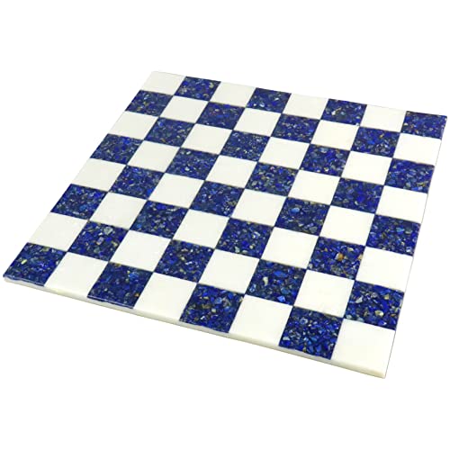 Royal Chess Mall - 18'' Borderless Marmor Stein Luxus Schachbrett - Lapislazuli blau und weiß von Royal Chess Mall