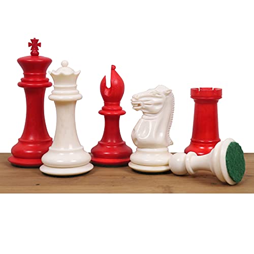Royal Chess Mall - 1849 Jacques Cook Kamelknochen-Schachfiguren-Set - Purpur & Weiß - 8,9 cm King von Royal Chess Mall