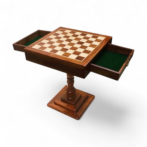Royal Chess Mall - 20" Monarch Series Schachbretttisch mit Schubladen - 25" Höhe - Goldenes Rosenholz und Ahorn von Royal Chess Mall