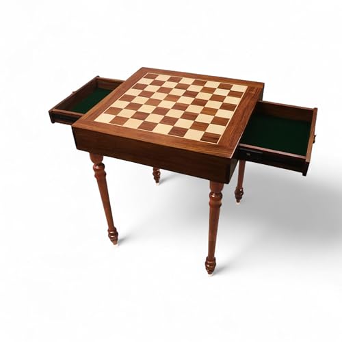 Royal Chess Mall - 23" Turnierschachbretttisch mit Schubladen - 27" Höhe - Goldenes Rosenholz und Ahorn von Royal Chess Mall