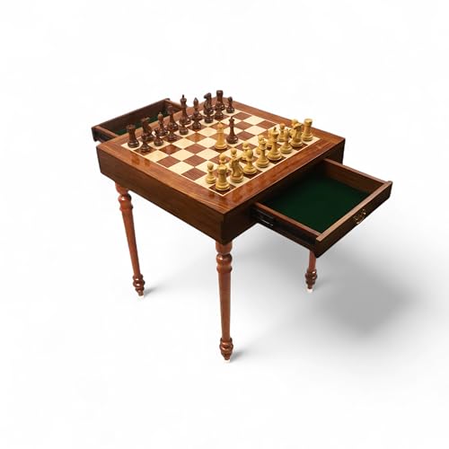 Royal Chess Mall - 23-Zoll-Turnierschachbretttisch mit 4,1-Zoll-Pro-Staunton-Schachfiguren aus Holz – Goldenes Rosenholz von Royal Chess Mall