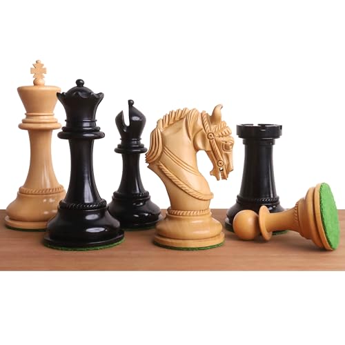 Royal Chess Mall – 4,3" Imperator Luxus-Staunton-Schachspiel – nur Schachfiguren – Ebenholz – dreifach beschwert von Royal Chess Mall
