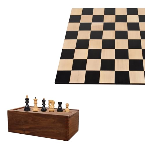 Royal Chess Mall - Kombination aus 6,6 cm russischem Zagreb-Schachset – Figuren aus ebenholzbeschichtetem Buchsbaum mit Brett und Box von Royal Chess Mall