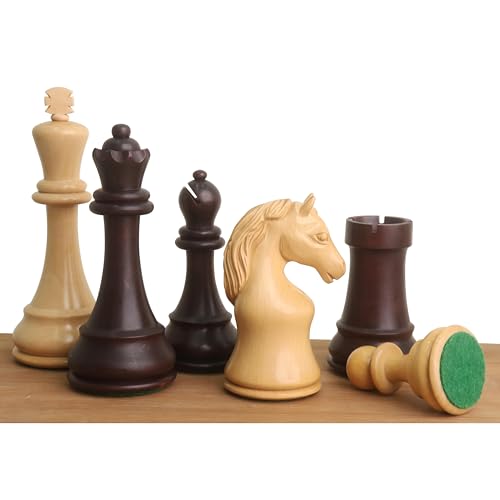 Royal Chess Mall - Piatigorsky Cup Reproduziertes Schachspiel- Nur Schachfiguren- Mahagoni gebeiztes Buchsbaumholz- 5″ König von Royal Chess Mall