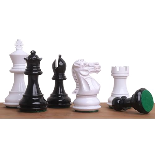 RoyalChessMall- 3" Pro Staunton Schwarz & Weiß lackiert Holzschach Set - nur Schachfiguren von Royal Chess Mall