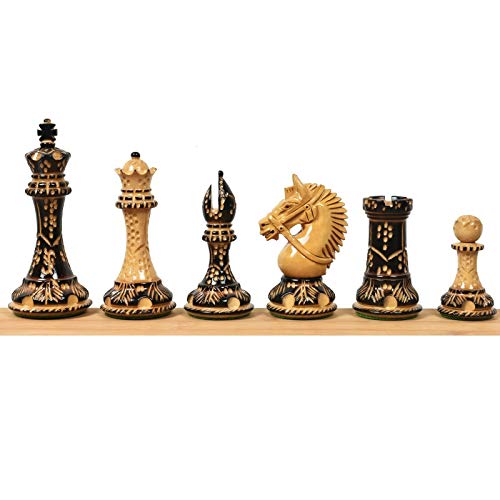 RoyalChessMall-4.2 "Amerikanische Staunton Luxusschachfiguren Nur handgeschnitzter, gewichteter Buchsbaum von Royal Chess Mall