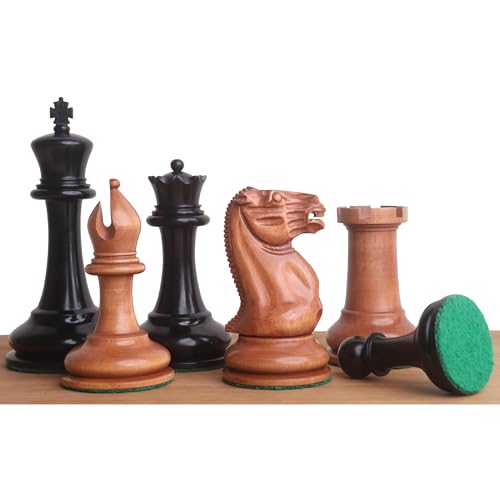 1849 Cooke Type Staunton Schach-Set, nur Schachfiguren, Ebenholz und antiker Buchsbaum, 10,9 cm König von RoyalChessMall