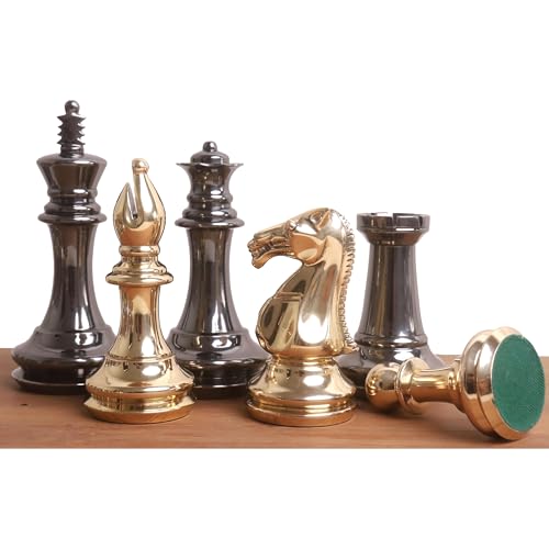 Royal Chess Mall Fierce Knight Series Schach-Set, 9,9 cm, Messing, Metall, luxuriös, nur Teile, Metallic Gold & Grau von RoyalChessMall