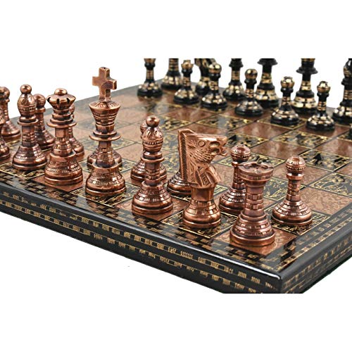 RoyalChessMall - 12 "Messing Metall Luxus Schachfiguren & Brett Set - Französisch Staunton - Kupfer & Schwarz von RoyalChessMall