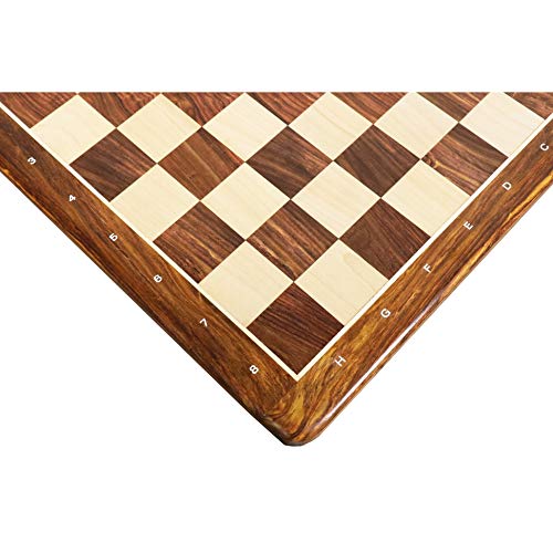 RoyalChessMall - 21 "großes Schachbrett - festes goldenes Rosenholz u. Ahorn - 55 Millimeter quadratisch - algebraisch von RoyalChessMall