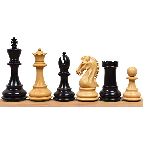 RoyalChessMall - 3,9-Zoll-Staunton-Schachfiguren der Craftsman-Serie, nur dreifach gewichtetes Ebenholz von Royal Chess Mall