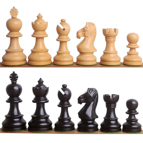 RoyalChessMall- 3.3" Taj Mahal Staunton Chess Set- Chess Pieces Only - Ebonised Boxwood & Boxwood von RoyalChessMall