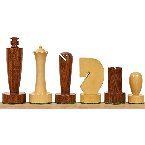 RoyalChessMall-3.9″ Berliner Modern Minimalist Chess Pieces Only Set - gewichtetes goldenes Palisander von RoyalChessMall