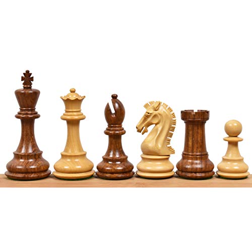 Royal Chess Mall Craftsman Springer Staunton Schachfiguren nur Schachspiel, Sheesham goldenes Palisanderholz und Buchsbaum Schachspiel, 3,9-in König, doppelt gewichtete Schachfiguren (2,65 lbs) von Royal Chess Mall